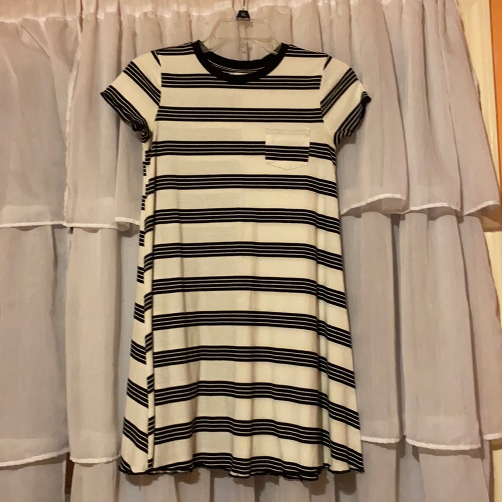 Black and white striped dress